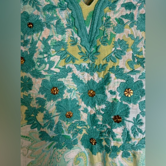 Charter Club Women’s Vtg Y2K Linen Embroidered Boho Tunic Top Sz Petite Medium - Picture 3 of 9